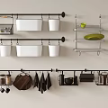 Wall Mounted Kitchen Storage Racks With Various Utensils Containers And Shelves 3d model