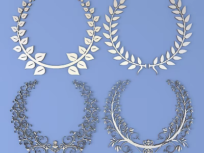 Metallic Laurel Wreath Wall Decor With Intricate Scroll Patterns And Leaf Designs 3d model