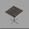 Modern Square Dining Table With Wooden Slat Top And Metal Cross Base Design