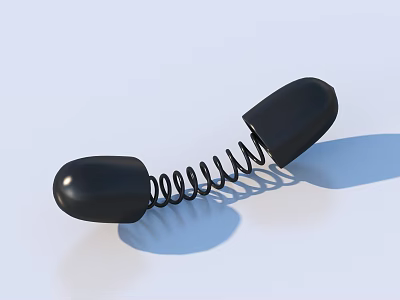 Isolated Black Coiled Spring With Two Black Ends On Light Background 3d model