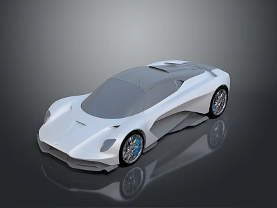 White Concept Sports Car With Sleek Aerodynamic Body And Large Alloy Wheels 3d model