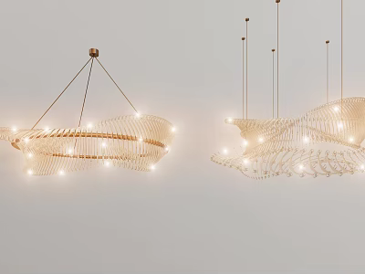 Modern Woven Chandeliers With Metal Frame And Warm Light For Interior Design 3d model