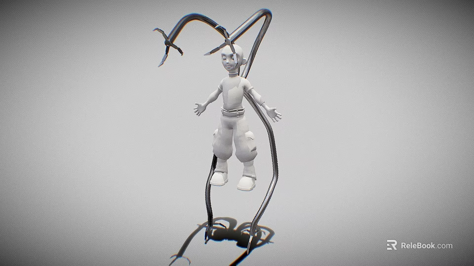 Playground Equipment With Curved Metal Tubes And Swing Structure For Kids 3d model 