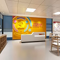 New Employment Group Party Mass Service Center Red Exterior Glass Curtain Wall Entrance