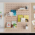 Creative Display Wall with Corkboard Pegboard Blackboard and Easel Showing Photos Notes Supplies