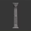 Classical Fluted Column With Ornate Capital For Interior Architectural Decor