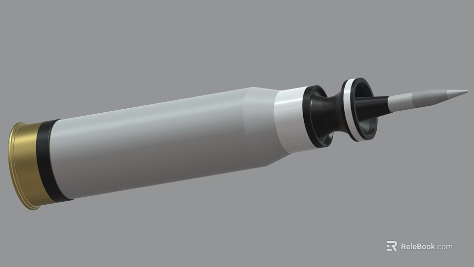 Metal Tubular Weapon Part Featuring Gray And Black Color Scheme Design 3d model 
