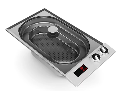 Modern Electric Kitchen Cooker with Digital Display Control Knobs and Stainless Steel Heating Design 3d model