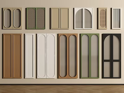 Diverse Modern Wardrobe Doors Featuring Various Designs Colors Shapes And Styles 3d model