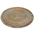 Woven Round Carpet In Natural Tones With Fringed Edge For Home Decor