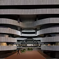 Modern Office Building Design With Circular Structure Multiple Floors And Central Courtyard