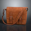 Brown Genuine Leather Messenger Bag With Adjustable Shoulder Strap And Buckle Closure