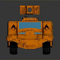 Orange Toy Tank With Turret Cannon Blue Window And Textured Wheels