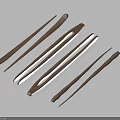 Elegant Dark Wooden Tea Utensils With Long Slender Handles Including Tongs Spoon Scoop And Needle