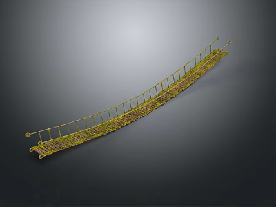 Yellow Metal Guardrail With Grid Mesh Walkway And Safety Railing Structure 3d model