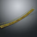 Yellow Metal Guardrail With Grid Mesh Walkway And Safety Railing Structure