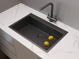 Built-in sink stainless steel sink dishwashing basin faucet drain basket 3d model