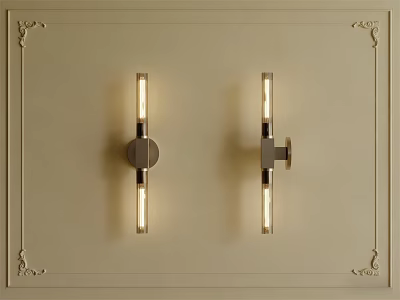 Modern Wall Sconces With Metal Base And Warm Light On Decorative Wall Frame 3d model