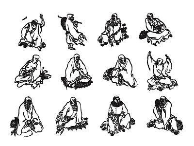 Luohan Characters Luohan Eighteen Luohan White Drawing Luohan Figure Luohan White Drawing Buddhist Characters Monk Buddha Five Hundred Luohan 3d model