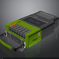 Portable Electronic Device with Green Gray Design Display Screen Control Buttons and Handle