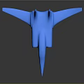 Blue Abstract Sculpture With Pointed Streamlined Structure On Dark Reflective Surface