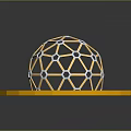 Geometric Sphere Structure With Yellow White Frame On Green Circular Orange Edge Base 3d model