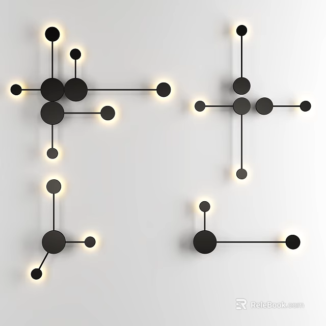 Modern Geometric Design Black Wall Lamp With Illuminated Decorative Elements For Home 3d model