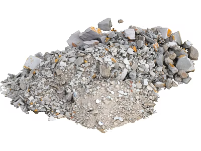 Pile of Mixed Stone and Wood Debris as Raw Construction Materials 3d model