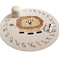 Round Rug With Lion Pattern And Alphabet Letters For Kids Room Decor