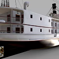 Vintage White Steamboat With Multiple Decks Railing And Exterior Windows