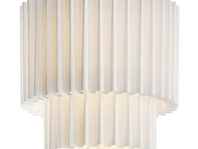 Modern White Pleated Linen Fabric Chandelier With Elegant Minimalist Design And Soft Light 3d model