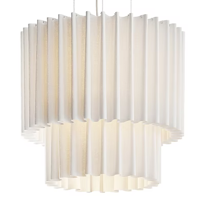 Modern White Pleated Linen Fabric Chandelier With Elegant Minimalist Design And Soft Light 3d model