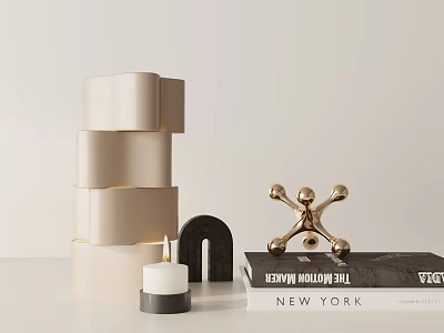 Elegant Decorative Ornaments Set With Stacked Blocks Candle Arch And Books 3d model