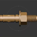 Golden Hexagonal Head Bolt With Threaded Shaft As Industrial Mechanical Equipment Part