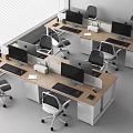 Modern Office Desks With Multiple Workstations Computer Monitors Keyboards And Ergonomic Chairs 3d model