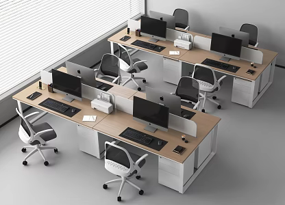 Modern Office Desk and Chair Combination Staff Office Manager Desk Public Office Area 3d model