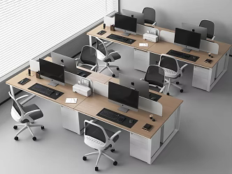Modern Office Desk and Chair Combination Staff Office Manager Desk Public Office Area 3d model