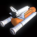 Detailed Space Shuttle Rocket Model With Orange Fuel Tank And White Boosters