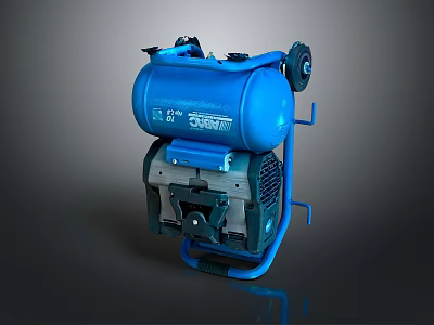 Blue Portable Air Compressor With 41L Tank Wheels And Security Features 3d model