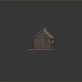 Scenic Rural Landscape with Traditional Thatched House Chimney White Walls Wooden Frame and Fenced Yard