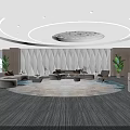 Elegant Modern Hotel Public Lounge With Sofas Coffee Tables And Area Rug