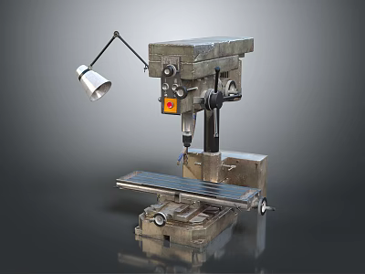 Sturdy Industrial Workbench With Adjustable Lamp And Metal Structure Design 3d model