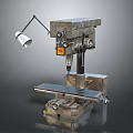 Sturdy Industrial Workbench With Adjustable Lamp And Metal Structure Design