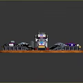 Toy Cars On Circular Track With Multiple Lanes And Control Tower