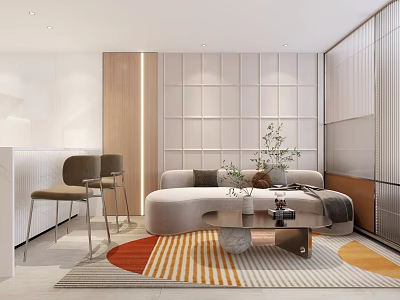 Modern Apartment Living Room With Sofa And Decorations 3d model