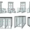 Different Types Of Public Facility Turnstiles With Glass Panels And Metal Frames
