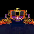 Disney Cinderella Carriage Photo Spot With Purple Gold Decor And Orange Flowers