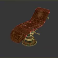 Classic Vintage Brown Leather Reclining Chair With Ornate Decorative Metal Base