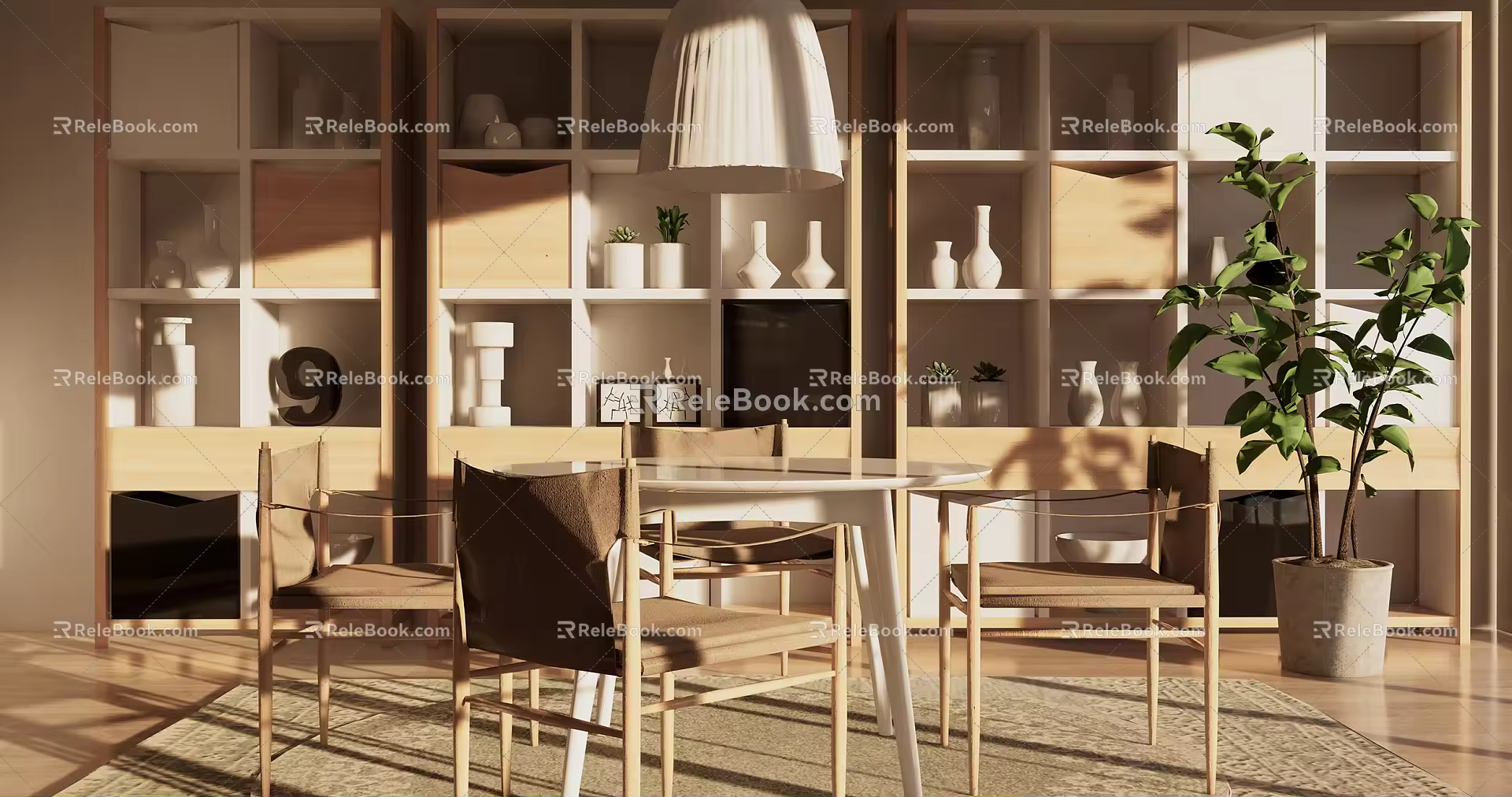 Nordic Dining Table and Chair Combination 3d model