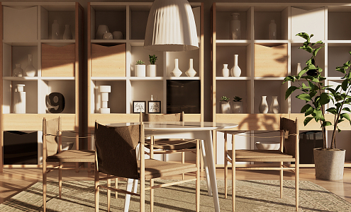 Nordic Dining Table and Chair Combination 3d model